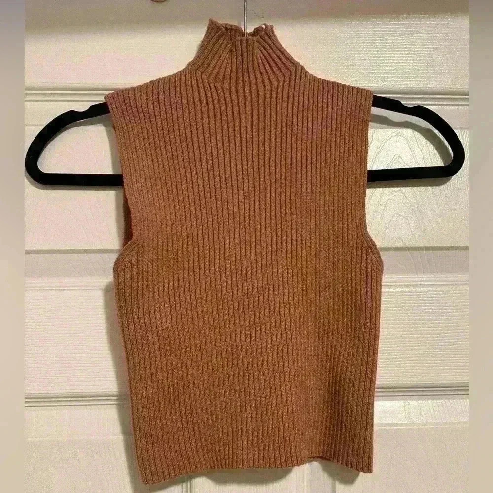 Zara Ribbed Knit Tank, Champagne